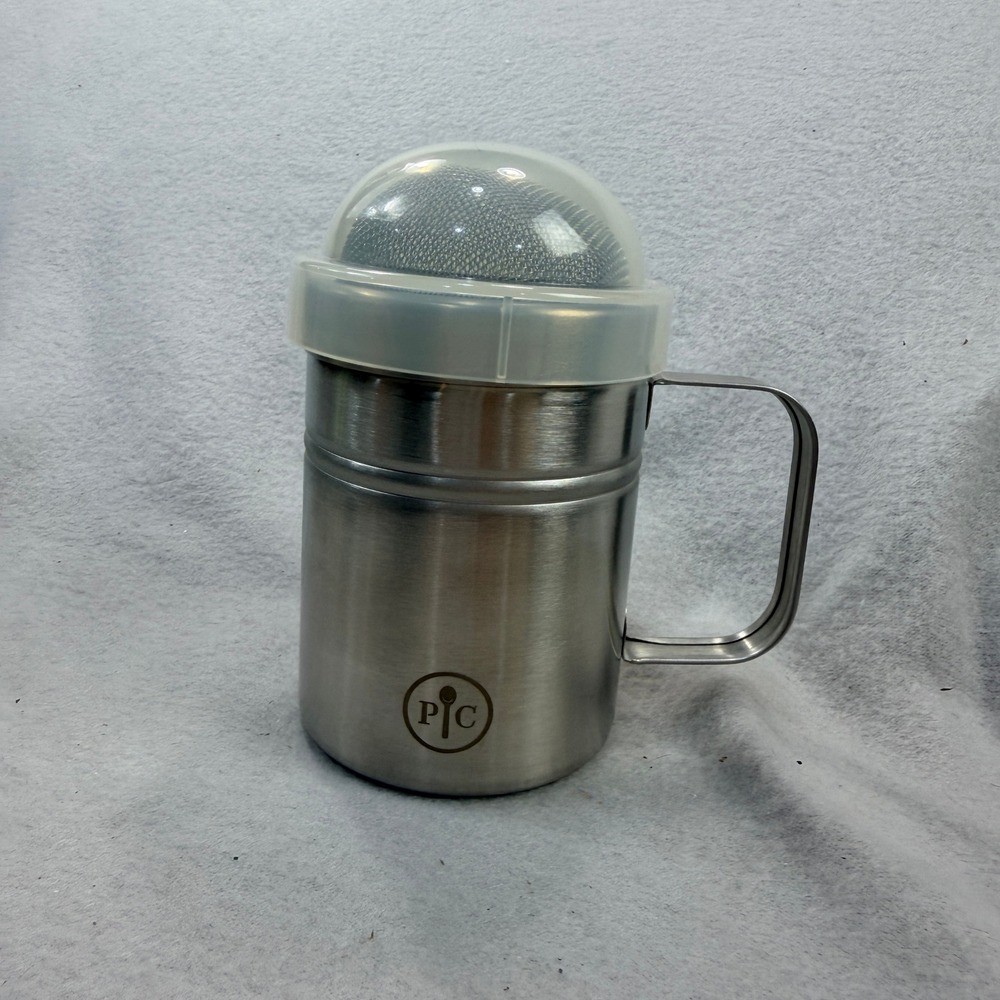 Pampered Chef Stainless Steel Flour Sugar Shaker Mesh Dredger with Storage Lid